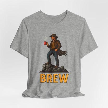 Brew Adventure Tee: Vintage Graphic Unisex Shirt, Coffee Lover Gift, Casual Wear, Hiking Apparel, Men's & Women's Fashion