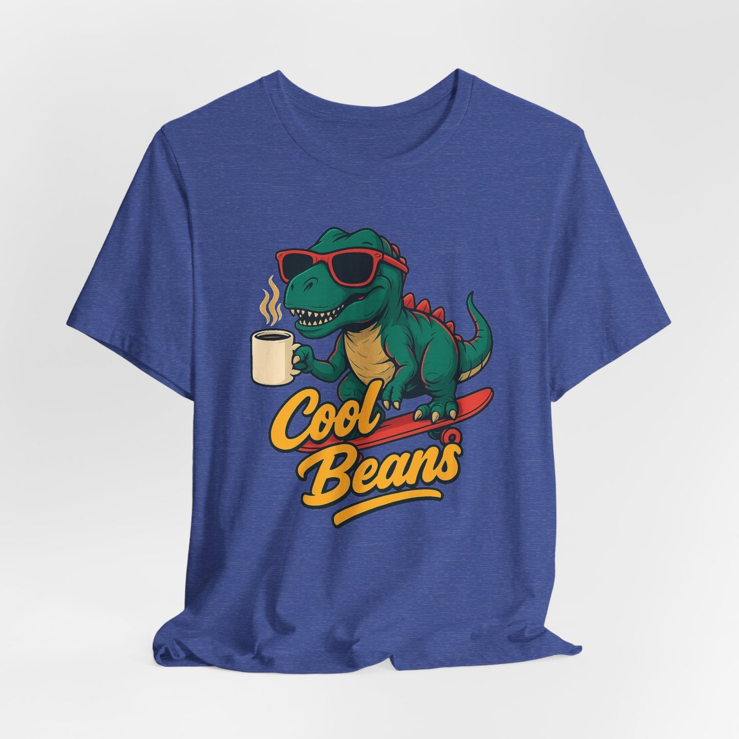 Cool Beans Dino Tee, Fun T-Shirt for Dinosaur Lovers, Casual Wear, Unique Gift Idea for Birthdays, Coffee Enthusiast Gift