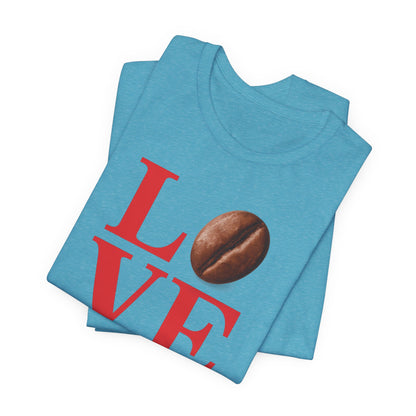 Pipeline Roast Co. LOVE Coffee Bean T-Shirt – Unisex Jersey Short Sleeve Tee for Coffee Lovers