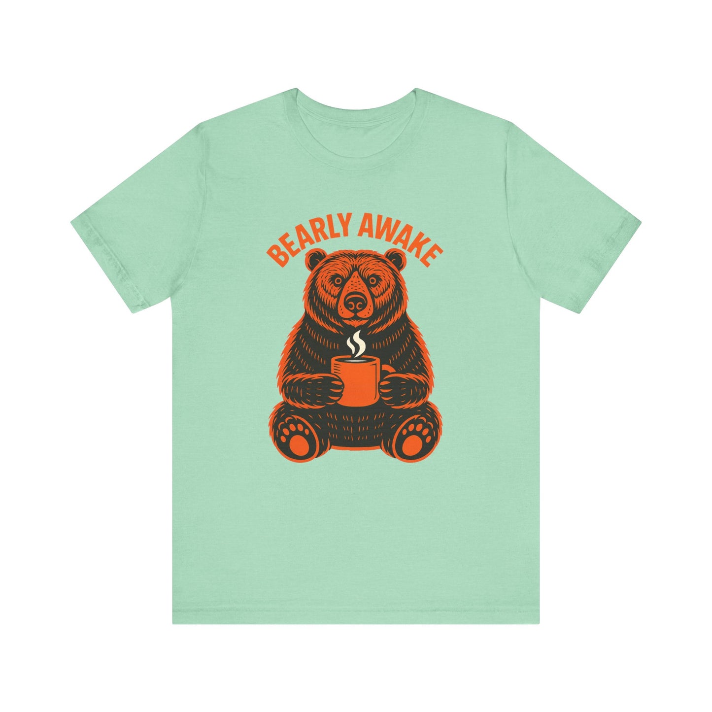 Coffee Lover Bear Tee, Cozy Casual T-Shirt, Perfect Gift for Coffee Enthusiasts, Daily Wear, Bearly Awake Design