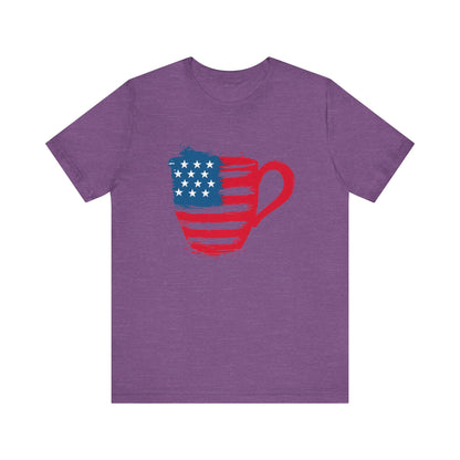 Patriotic Coffee Lover's Tee, Unisex Shirt, Independence Day Apparel, Gift for Barista, American Flag Tee, Casual Wear