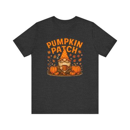 Fall Pumpkin Patch Tee, Cozy Autumn T-Shirt, Seasonal Gnome Shirt, Halloween Fun Apparel, Graphic Tee for Nature Lovers