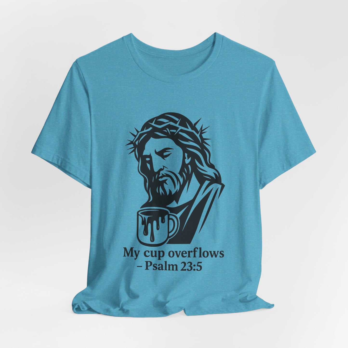 Faith Bible Verse Graphic Tee – Inspirational Psalm 23:5 Shirt, Crown of Thorns Design