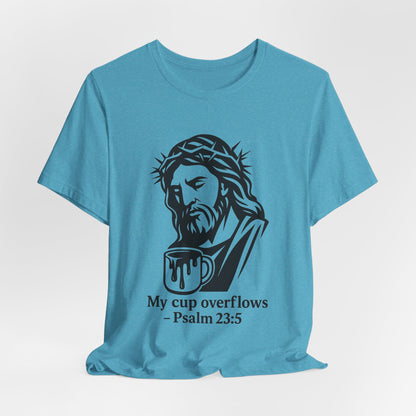 Faith Bible Verse Graphic Tee – Inspirational Psalm 23:5 Shirt, Crown of Thorns Design