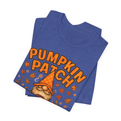 Fall Pumpkin Patch Tee, Cozy Autumn T-Shirt, Seasonal Gnome Shirt, Halloween Fun Apparel, Graphic Tee for Nature Lovers
