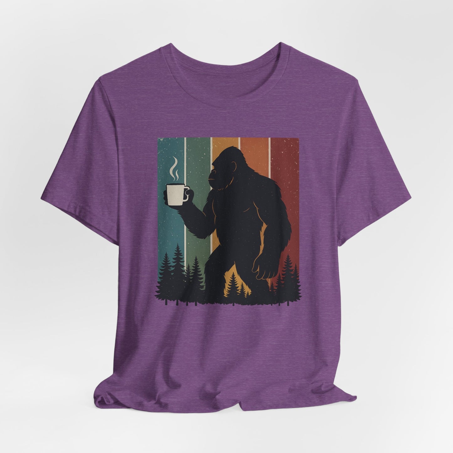 Bigfoot Coffee Lover Shirt – Retro Sasquatch Tee, Funny Outdoor & Nature Gift for Coffee Fans