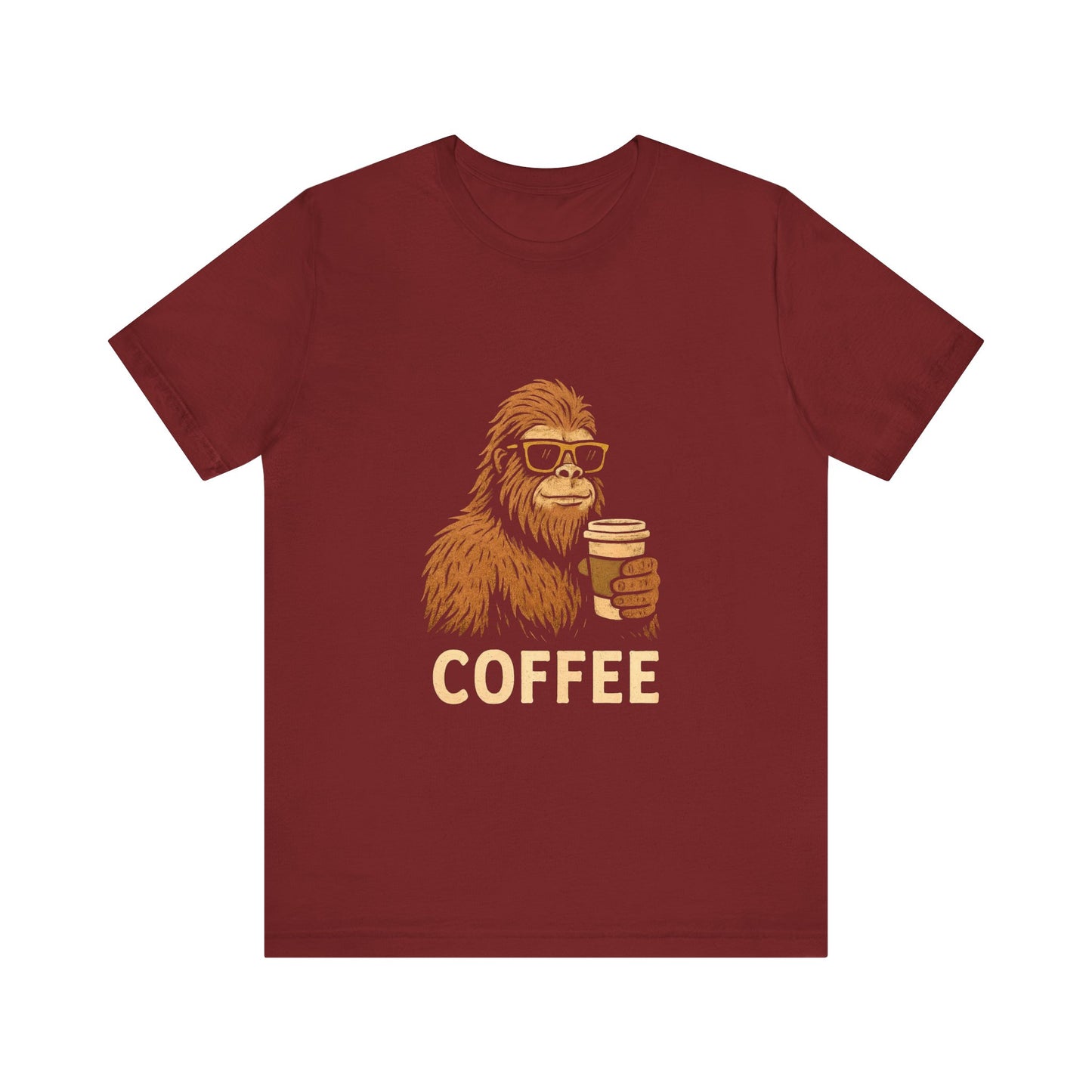 Bigfoot Drinking Coffee T-Shirt – Funny Sasquatch Coffee Tee for Coffee Lovers