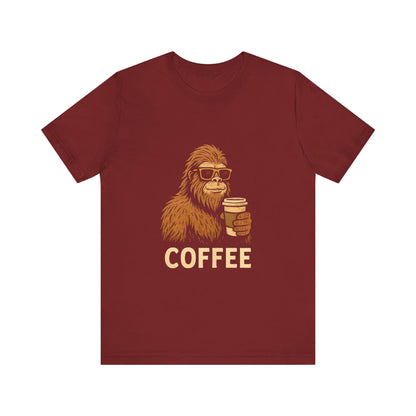 Bigfoot Drinking Coffee T-Shirt – Funny Sasquatch Coffee Tee for Coffee Lovers