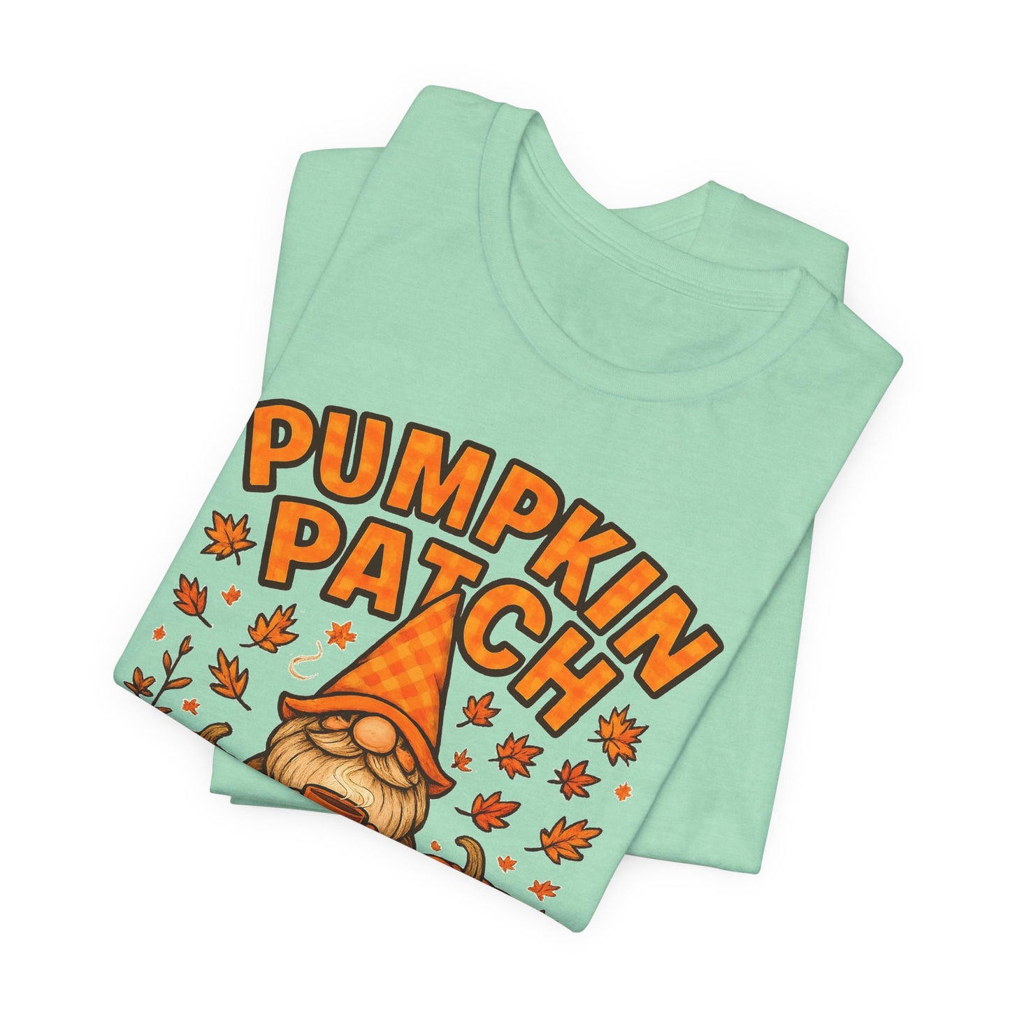 Fall Pumpkin Patch Tee, Cozy Autumn T-Shirt, Seasonal Gnome Shirt, Halloween Fun Apparel, Graphic Tee for Nature Lovers