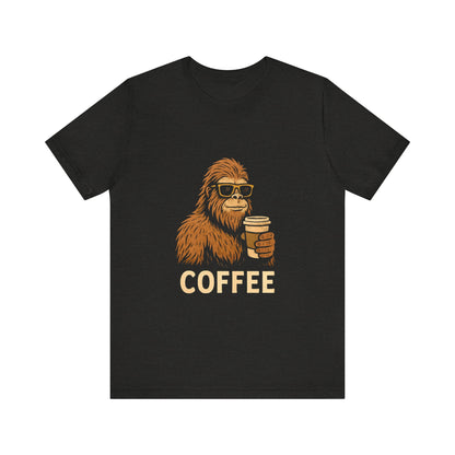 Bigfoot Drinking Coffee T-Shirt – Funny Sasquatch Coffee Tee for Coffee Lovers