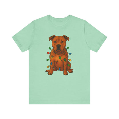 Festive Dog Lover Tee, Holiday T-Shirt, Pet Owner Gift, Christmas Apparel, Unisex Short Sleeve Shirt, Cute Dog Shirt