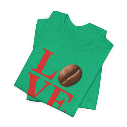 Pipeline Roast Co. LOVE Coffee Bean T-Shirt – Unisex Jersey Short Sleeve Tee for Coffee Lovers
