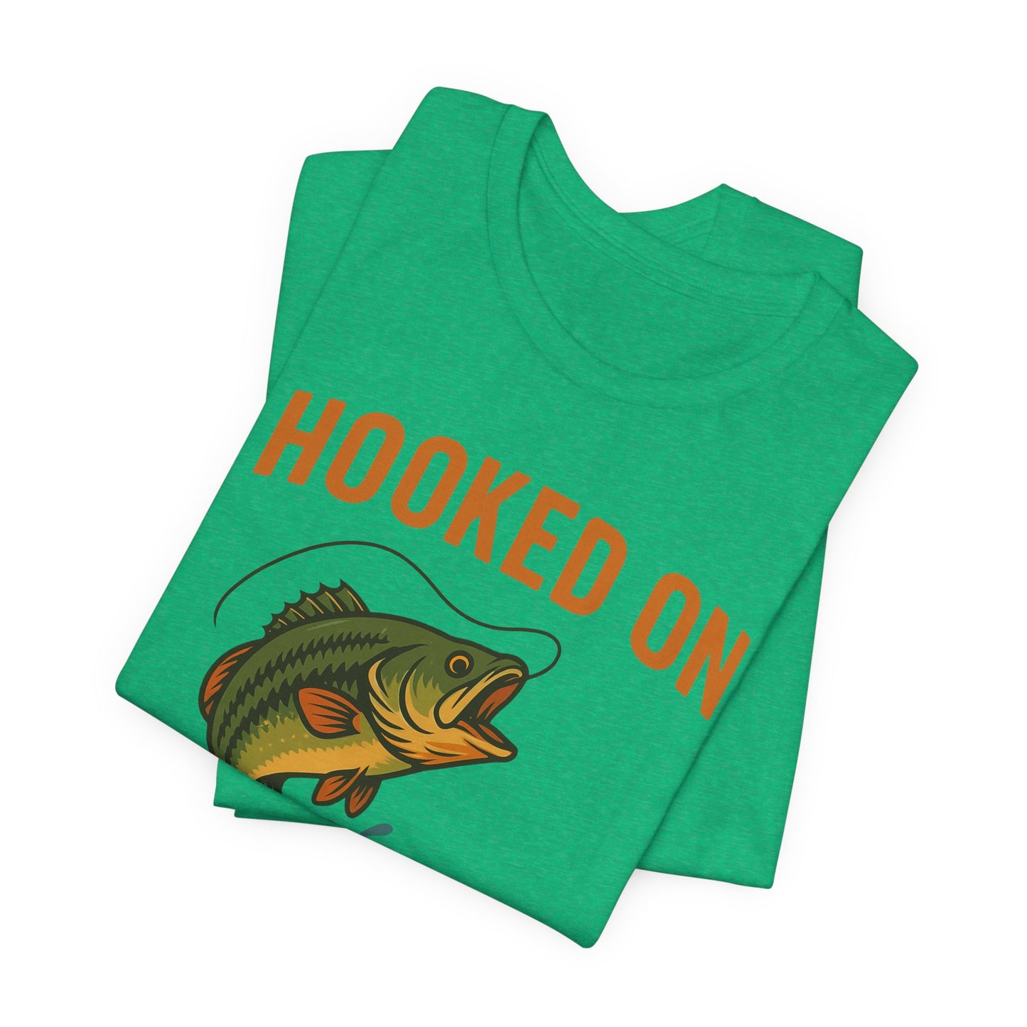 Hooked on Coffee Fishing Tee | Unisex Jersey Short Sleeve T-Shirt, Great for Outdoors, Gifts for Fishermen, Coffee Lovers, Casual Wear