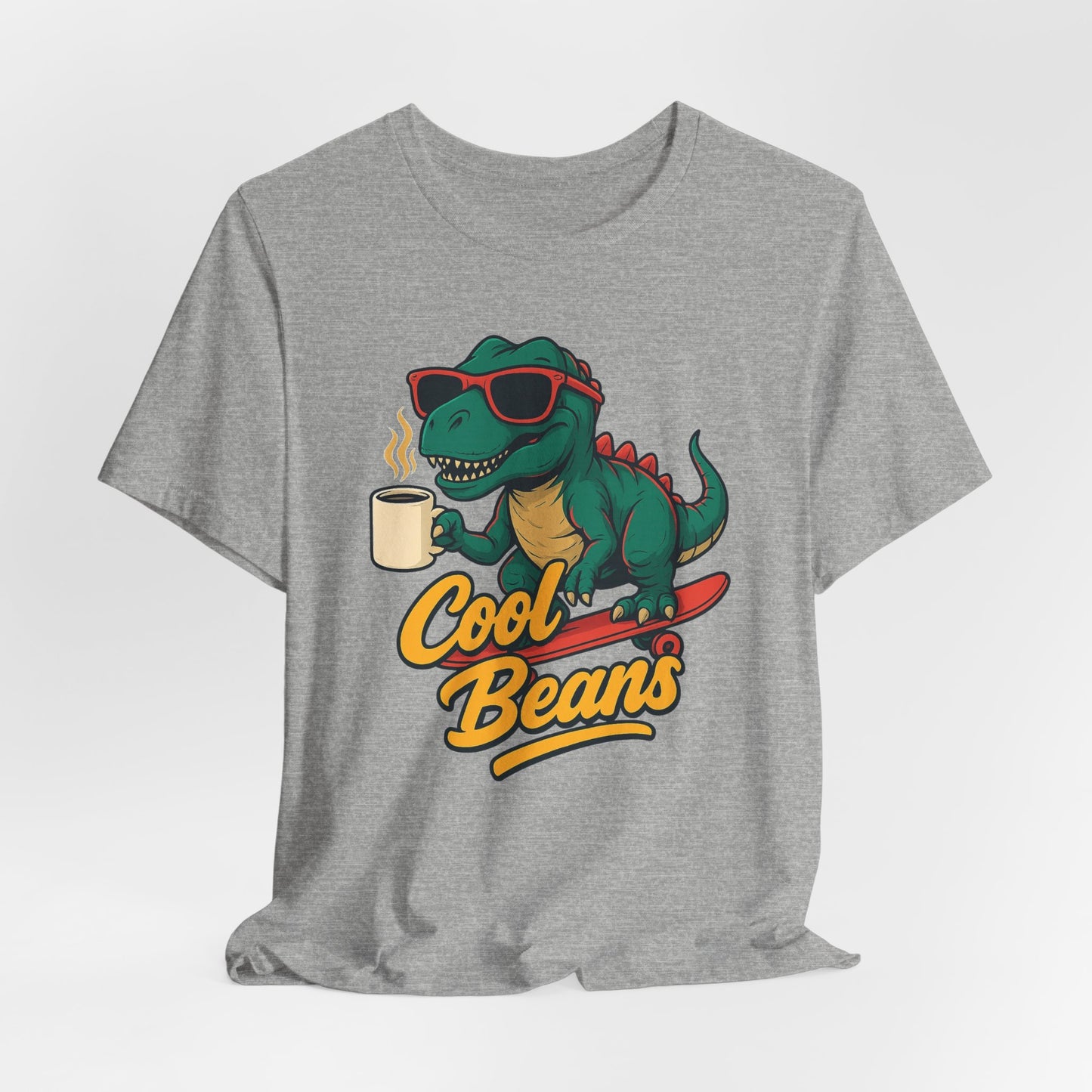 Cool Beans Dino Tee, Fun T-Shirt for Dinosaur Lovers, Casual Wear, Unique Gift Idea for Birthdays, Coffee Enthusiast Gift