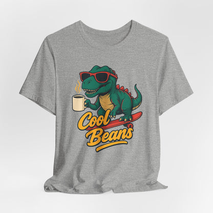 Cool Beans Dino Tee, Fun T-Shirt for Dinosaur Lovers, Casual Wear, Unique Gift Idea for Birthdays, Coffee Enthusiast Gift
