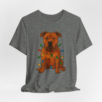 Festive Dog Lover Tee, Holiday T-Shirt, Pet Owner Gift, Christmas Apparel, Unisex Short Sleeve Shirt, Cute Dog Shirt