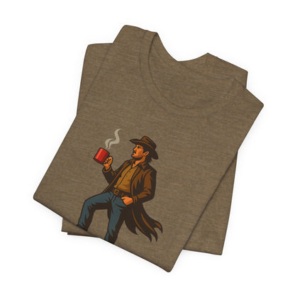Brew Adventure Tee: Vintage Graphic Unisex Shirt, Coffee Lover Gift, Casual Wear, Hiking Apparel, Men's & Women's Fashion