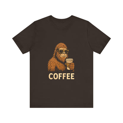 Bigfoot Drinking Coffee T-Shirt – Funny Sasquatch Coffee Tee for Coffee Lovers
