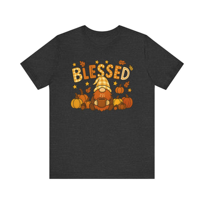 Fall Gnome Blessed Tee, Autumn T-Shirt, Thanksgiving Wear, Seasonal Shirt, Cozy Fall Apparel Gift