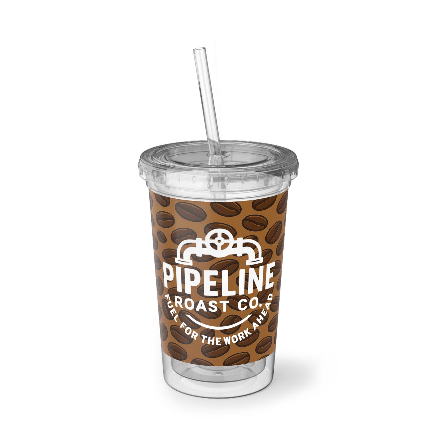 Pipeline Roast Co. Branded Plastic Cup – Double-Wall Insulated Acrylic Tumbler, 16oz Drinkware