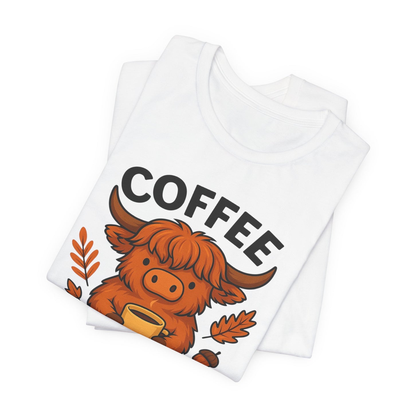 Coffee Lover’s Unisex Tee | Cute Cow Design | Perfect for Casual Gatherings, Birthdays, Coffee Lovers, Gifts