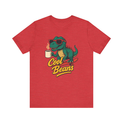 Cool Beans Dino Tee, Fun T-Shirt for Dinosaur Lovers, Casual Wear, Unique Gift Idea for Birthdays, Coffee Enthusiast Gift