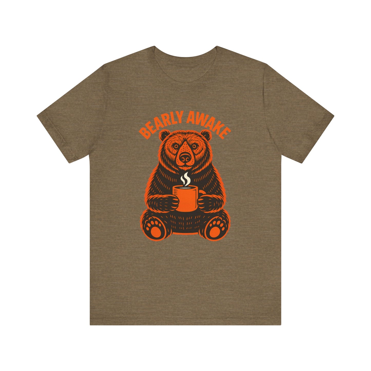 Coffee Lover Bear Tee, Cozy Casual T-Shirt, Perfect Gift for Coffee Enthusiasts, Daily Wear, Bearly Awake Design