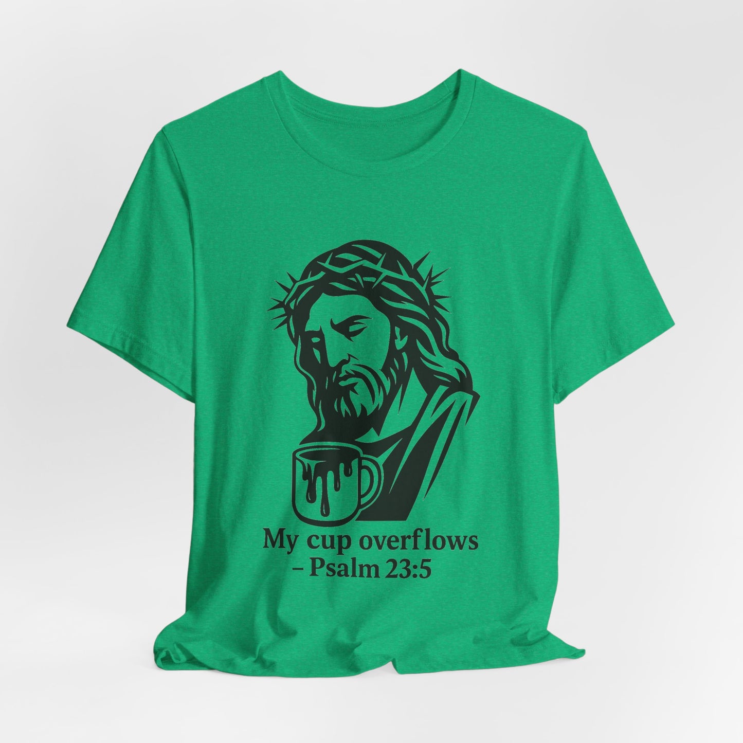 Faith Bible Verse Graphic Tee – Inspirational Psalm 23:5 Shirt, Crown of Thorns Design