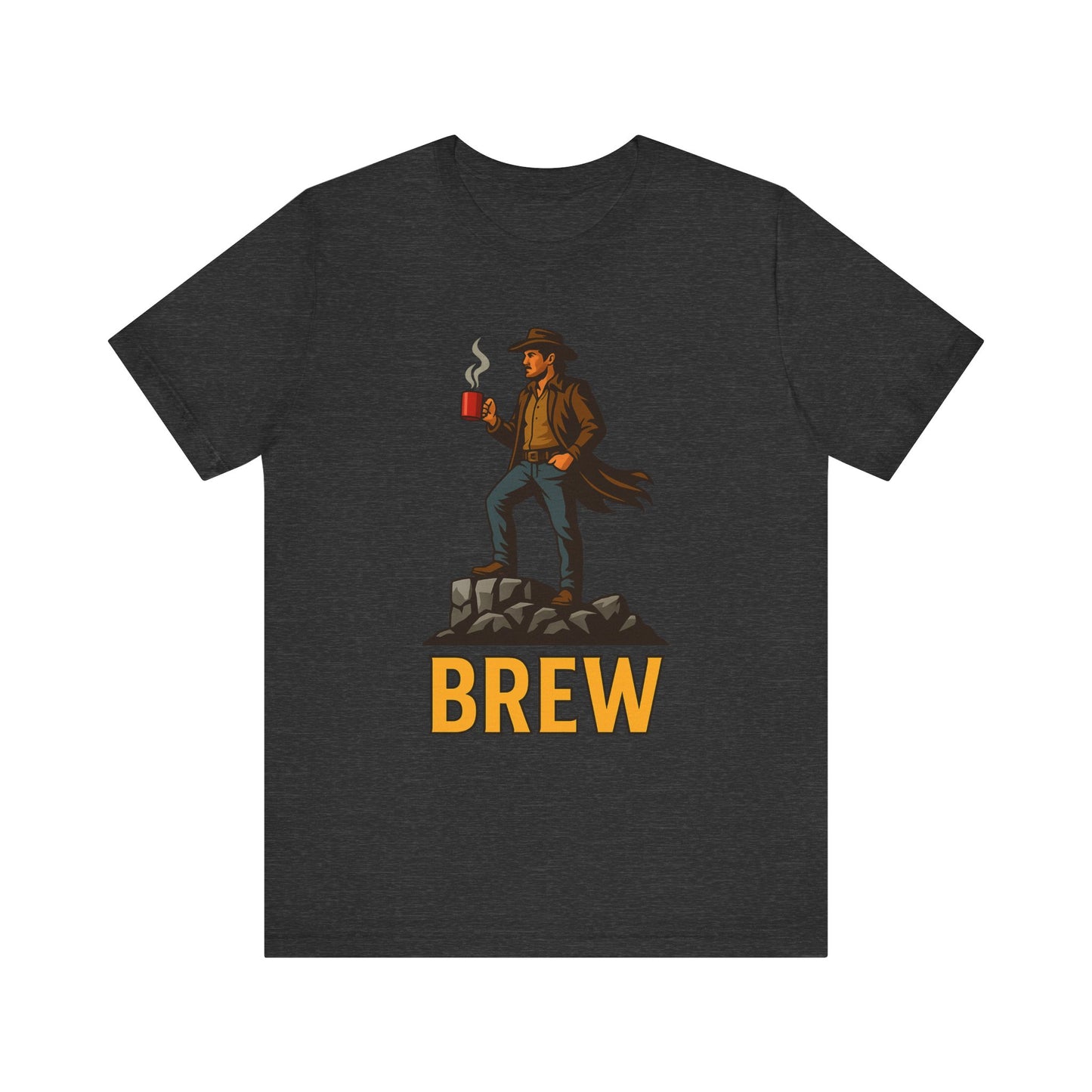 Brew Adventure Tee: Vintage Graphic Unisex Shirt, Coffee Lover Gift, Casual Wear, Hiking Apparel, Men's & Women's Fashion