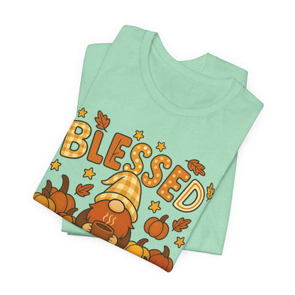Fall Gnome Blessed Tee, Autumn T-Shirt, Thanksgiving Wear, Seasonal Shirt, Cozy Fall Apparel Gift