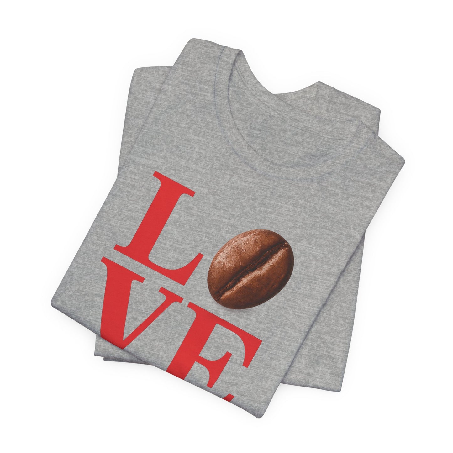 Pipeline Roast Co. LOVE Coffee Bean T-Shirt – Unisex Jersey Short Sleeve Tee for Coffee Lovers