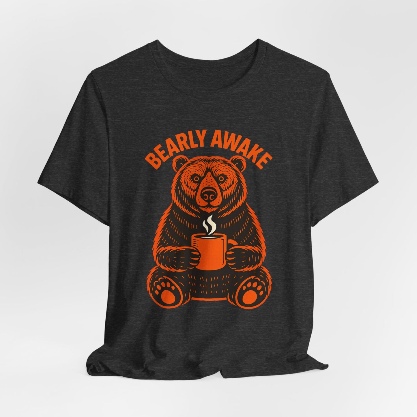 Coffee Lover Bear Tee, Cozy Casual T-Shirt, Perfect Gift for Coffee Enthusiasts, Daily Wear, Bearly Awake Design