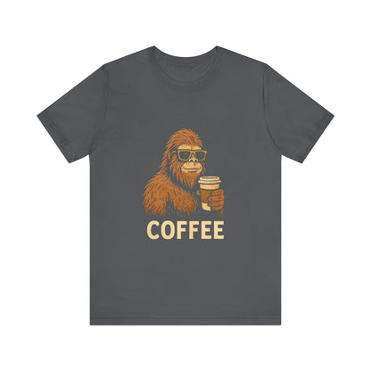 Bigfoot Drinking Coffee T-Shirt – Funny Sasquatch Coffee Tee for Coffee Lovers