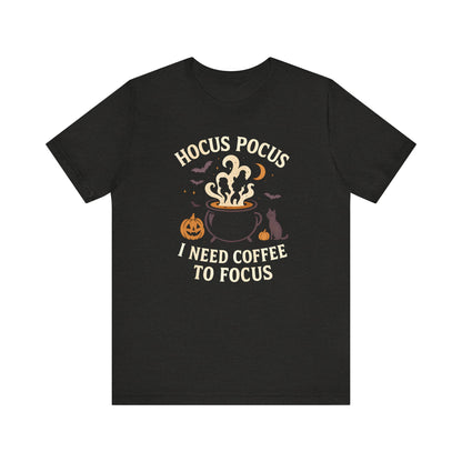 Hocus Pocus Coffee Tee, Cute Halloween Shirt for Coffee Lovers, Spooky T-Shirt, Fall Fashion, Gift for Witchy Friends