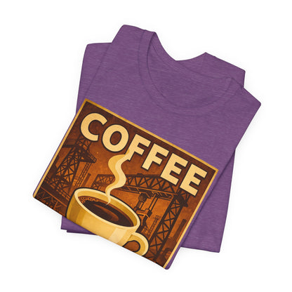 Steel Worker Coffee T-Shirt – Industrial Graphic Tee for Hardworking Coffee Fans