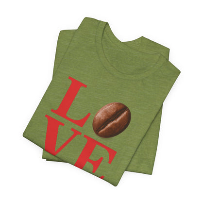 Pipeline Roast Co. LOVE Coffee Bean T-Shirt – Unisex Jersey Short Sleeve Tee for Coffee Lovers