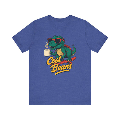 Cool Beans Dino Tee, Fun T-Shirt for Dinosaur Lovers, Casual Wear, Unique Gift Idea for Birthdays, Coffee Enthusiast Gift