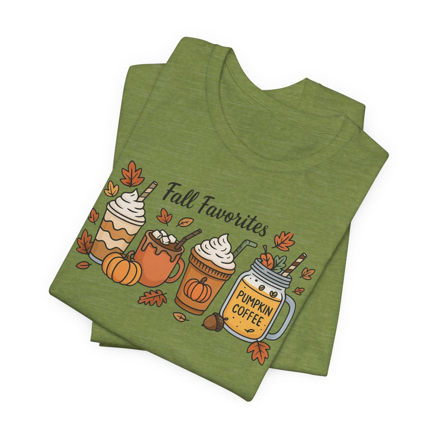 Cozy Fall Favorites Tee | Autumn Shirt, Pumpkin Coffee Top, Unisex Fall T-Shirt, Gift for Coffee Lovers, Seasonal Apparel