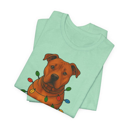 Festive Dog Lover Tee, Holiday T-Shirt, Pet Owner Gift, Christmas Apparel, Unisex Short Sleeve Shirt, Cute Dog Shirt