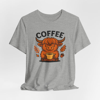 Coffee Lover’s Unisex Tee | Cute Cow Design | Perfect for Casual Gatherings, Birthdays, Coffee Lovers, Gifts