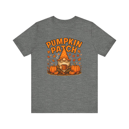 Fall Pumpkin Patch Tee, Cozy Autumn T-Shirt, Seasonal Gnome Shirt, Halloween Fun Apparel, Graphic Tee for Nature Lovers