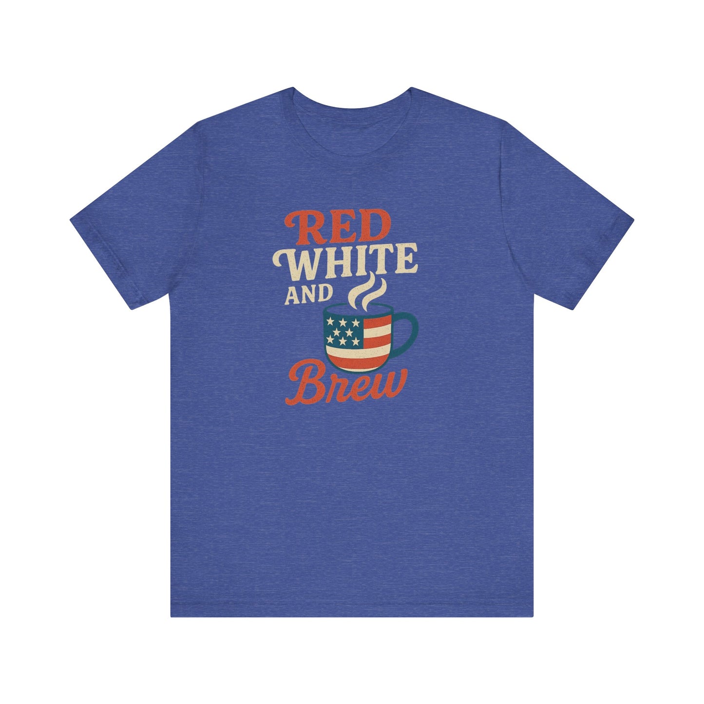 Patriotic Coffee Lover Tee, Red White and Brew Shirt, Unisex Casual T-Shirt, Gift for Coffee Enthusiasts, July 4th Celebration Tee