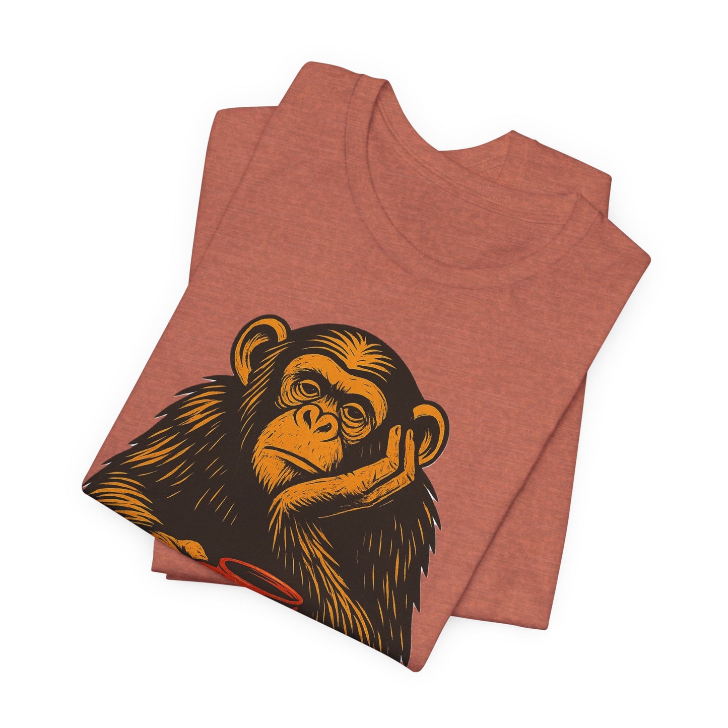 Charming Chimpanzee Coffee Tee, Relaxed Vibes, Gift for Animal Lovers, Everyday Comfort, Perfect for Coffee Lovers
