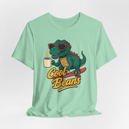 Cool Beans Dino Tee, Fun T-Shirt for Dinosaur Lovers, Casual Wear, Unique Gift Idea for Birthdays, Coffee Enthusiast Gift