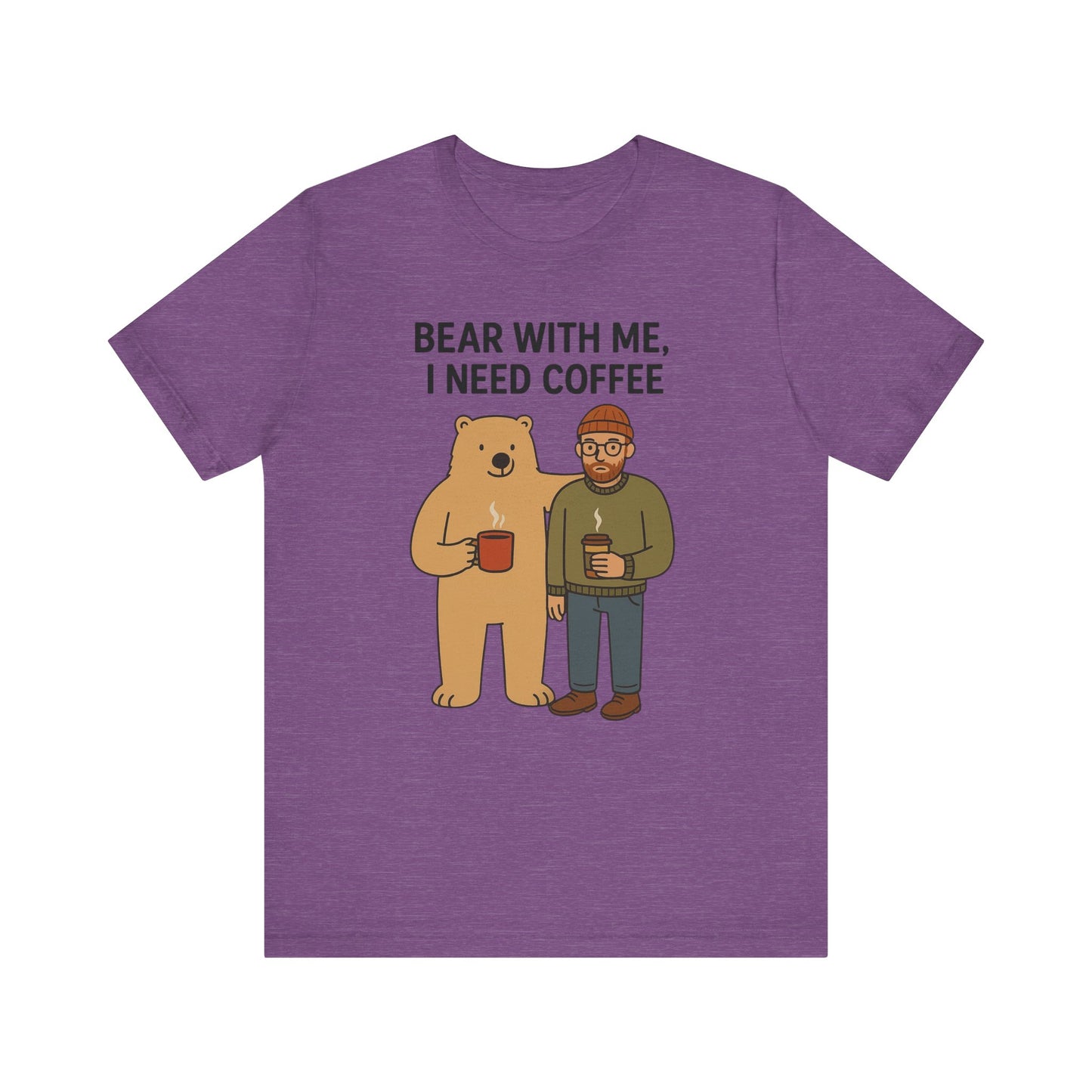 Coffee Lover Tee, Funny Bear Shirt, Unisex Graphic Tee, Gift for Him, Quirky Coffee Shirt, Casual Wear, Coffee Humor