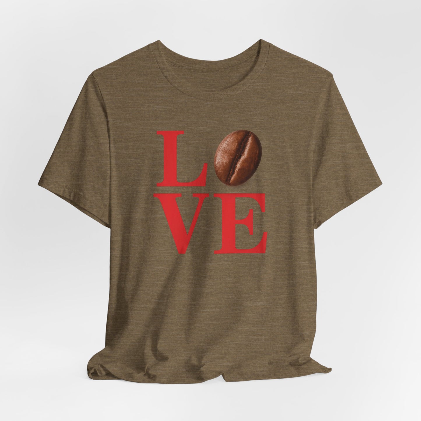 Pipeline Roast Co. LOVE Coffee Bean T-Shirt – Unisex Jersey Short Sleeve Tee for Coffee Lovers