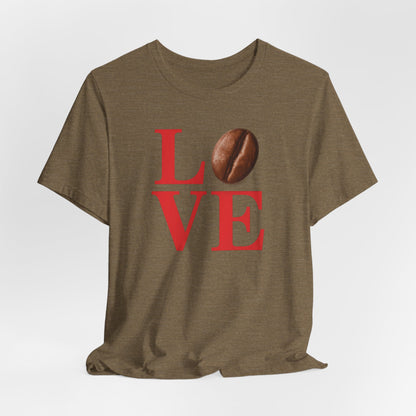 Pipeline Roast Co. LOVE Coffee Bean T-Shirt – Unisex Jersey Short Sleeve Tee for Coffee Lovers