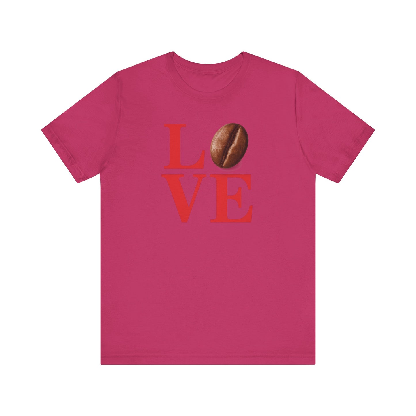 Pipeline Roast Co. LOVE Coffee Bean T-Shirt – Unisex Jersey Short Sleeve Tee for Coffee Lovers
