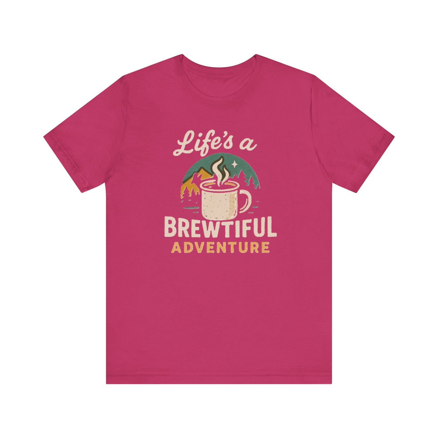 Brewtiful Adventure Tee - Unisex Short Sleeve T-Shirt, Coffee Lover Gift, Hiking Apparel, Adventure Shirt, Travel Outfit