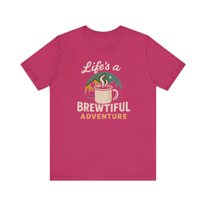 Brewtiful Adventure Tee - Unisex Short Sleeve T-Shirt, Coffee Lover Gift, Hiking Apparel, Adventure Shirt, Travel Outfit